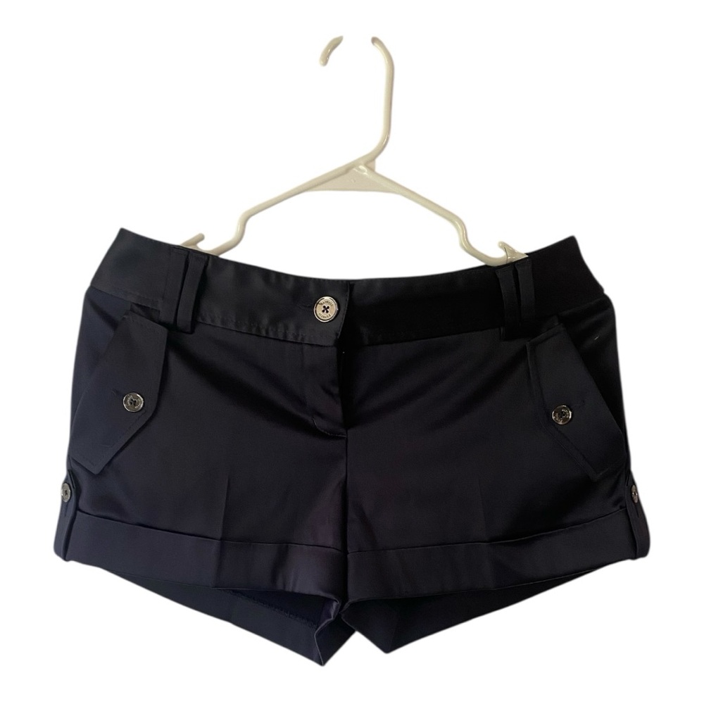 Express Black blueCargo Shorts with Cuffed Hem and satin